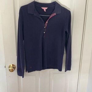 Lily Pulitzer Navy Long Sleeve Polo Shirt